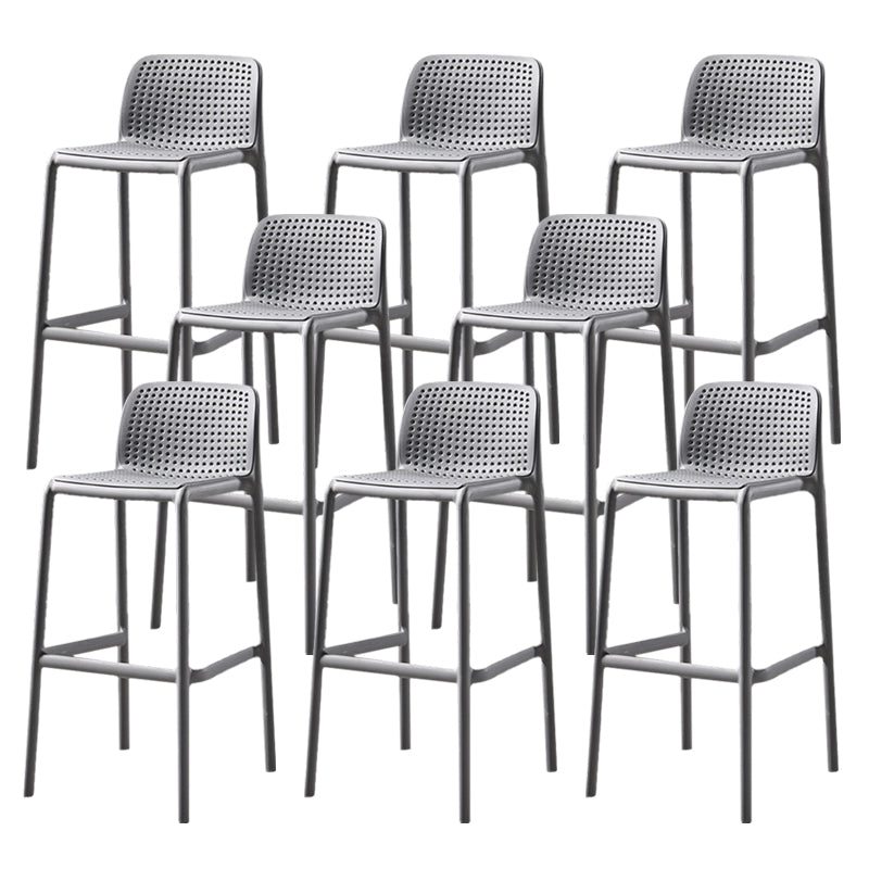 Scandinavian Plastic Barstool Plastic Counter Stool Rectangle Seat in Matte Finish