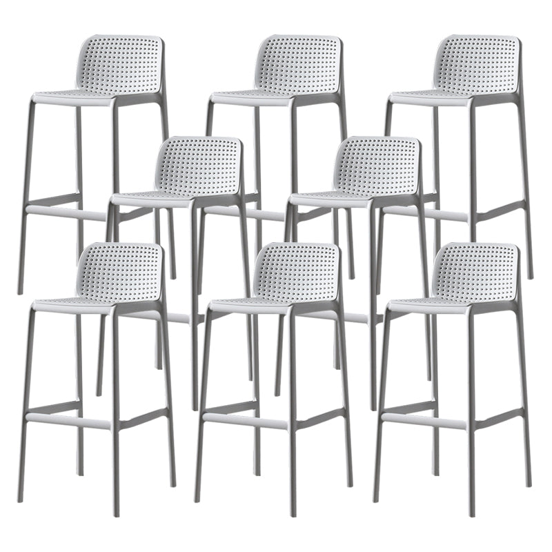 Scandinavian Plastic Barstool Plastic Counter Stool Rectangle Seat in Matte Finish