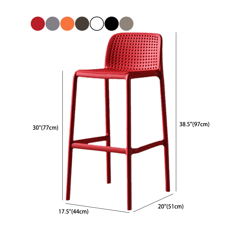 Scandinavian Plastic Barstool Plastic Counter Stool Rectangle Seat in Matte Finish