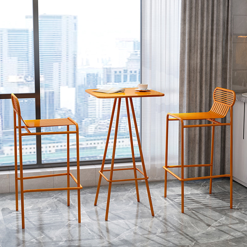 Modern Outdoor Counter Stool Rectangle Iron Footrest Counter Bar Stool