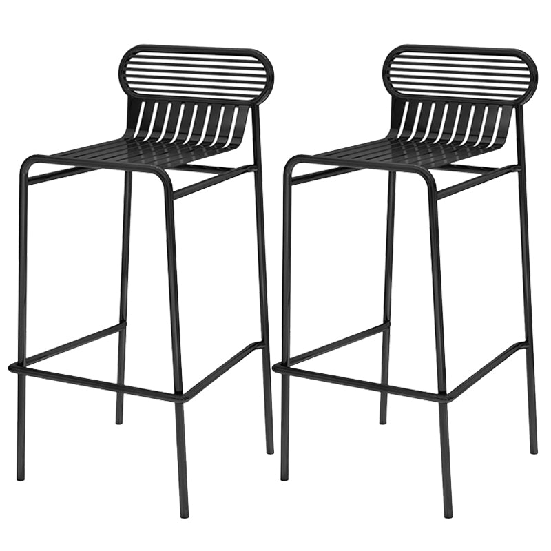 Modern Outdoor Counter Stool Rectangle Iron Footrest Counter Bar Stool