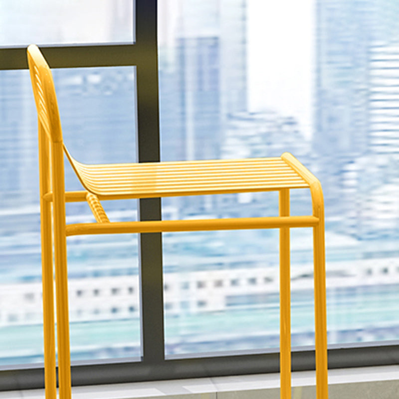 Modern Outdoor Counter Stool Rectangle Iron Footrest Counter Bar Stool