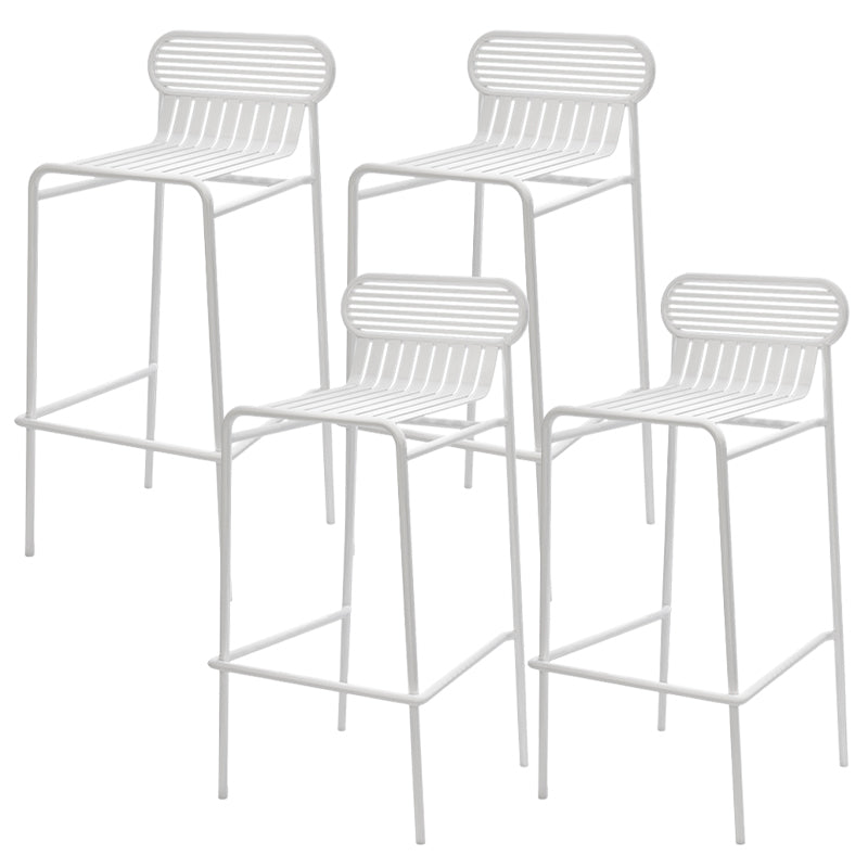 Modern Outdoor Counter Stool Rectangle Iron Footrest Counter Bar Stool