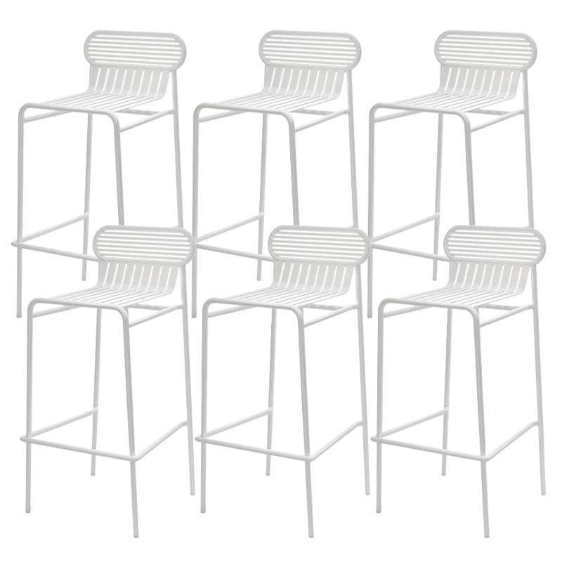 Modern Outdoor Counter Stool Rectangle Iron Footrest Counter Bar Stool