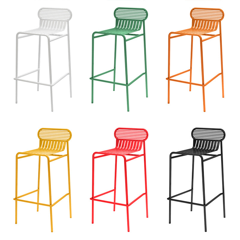 Modern Outdoor Counter Stool Rectangle Iron Footrest Counter Bar Stool