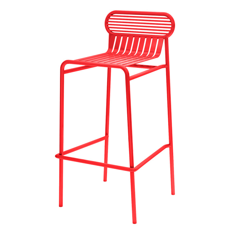 Modern Outdoor Counter Stool Rectangle Iron Footrest Counter Bar Stool