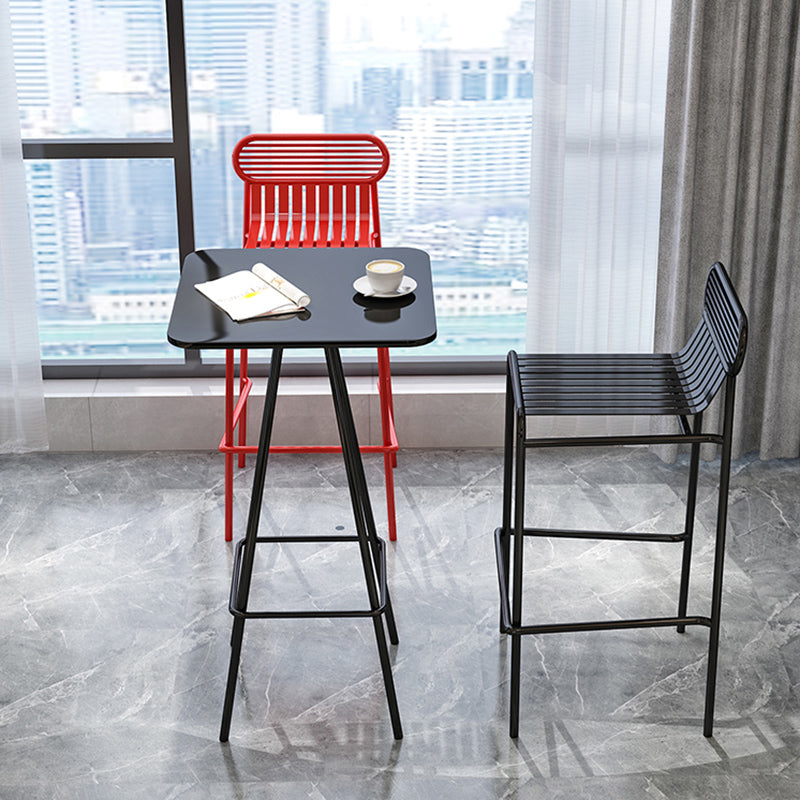 Modern Outdoor Counter Stool Rectangle Iron Footrest Counter Bar Stool