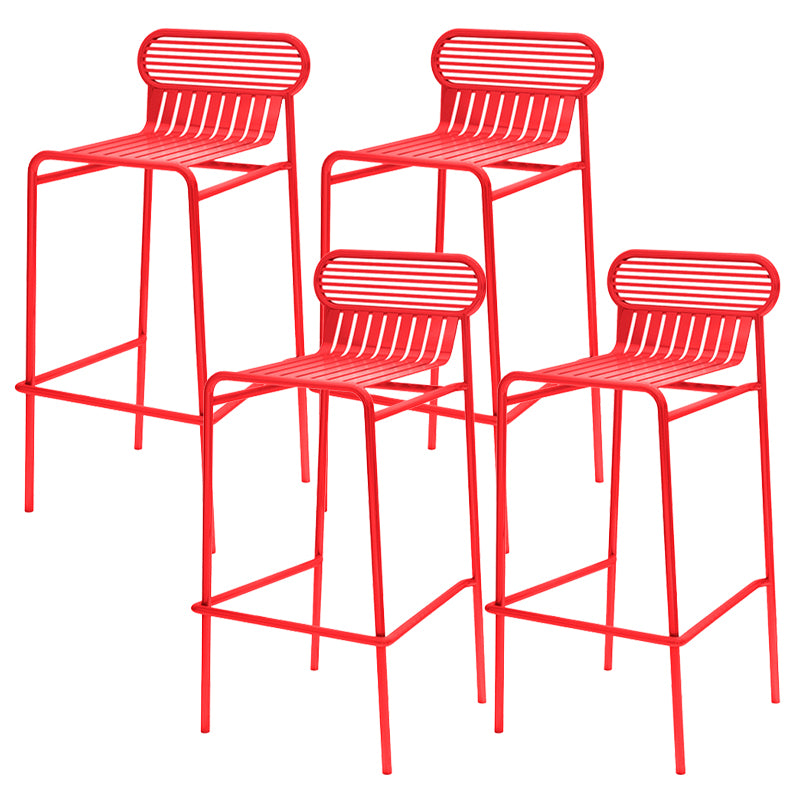 Modern Outdoor Counter Stool Rectangle Iron Footrest Counter Bar Stool