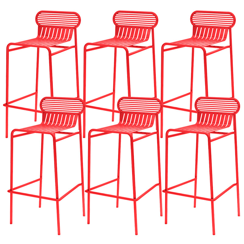 Modern Outdoor Counter Stool Rectangle Iron Footrest Counter Bar Stool