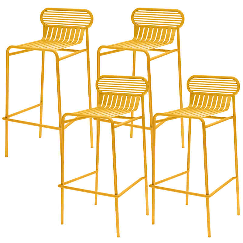 Modern Outdoor Counter Stool Rectangle Iron Footrest Counter Bar Stool