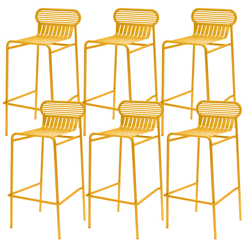 Modern Outdoor Counter Stool Rectangle Iron Footrest Counter Bar Stool