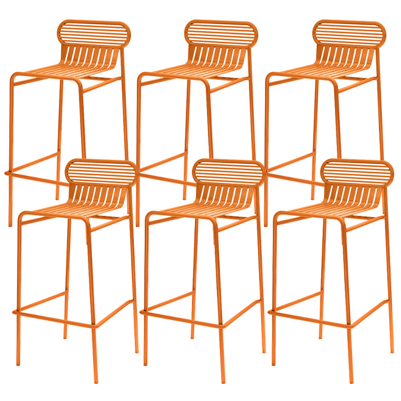 Modern Outdoor Counter Stool Rectangle Iron Footrest Counter Bar Stool