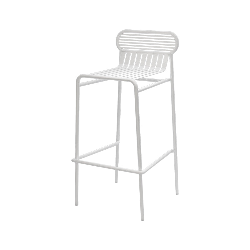 Modern Outdoor Counter Stool Rectangle Iron Footrest Counter Bar Stool