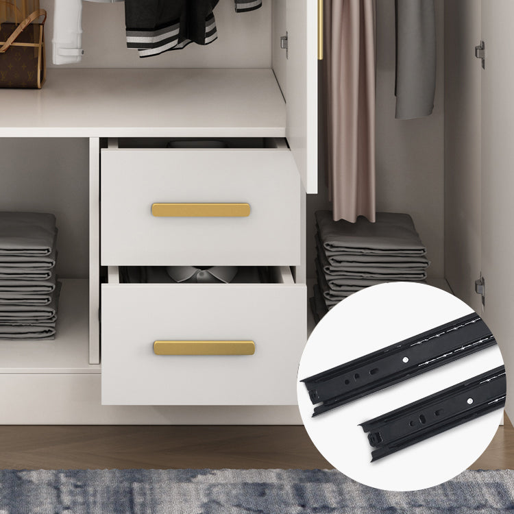 White Wardrobe Cabinet Contemporary Engineered Wood Wardrobe Armoire