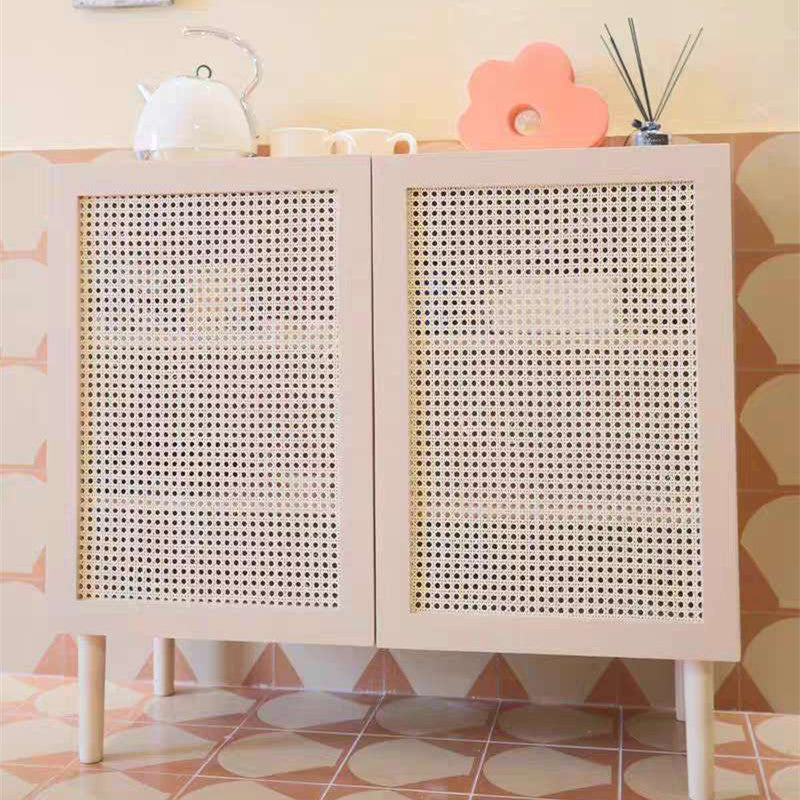 Rattan 2 Doors Buffet Server 36-inch Height Wood Kitchen Server for Dining Room