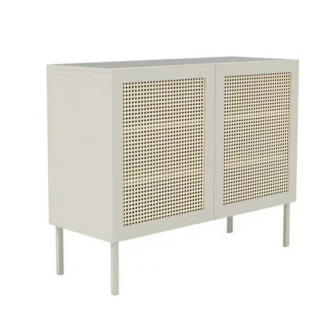 Rattan 2 Doors Buffet Server 36-inch Height Wood Kitchen Server for Dining Room