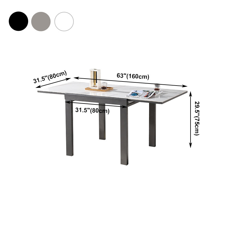 Industrial Square 31.5"W Dinner Table Stone Extendable Dining Room Collection
