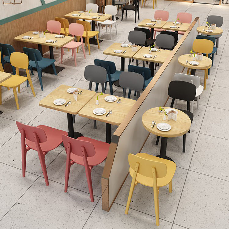 Industrial Wood Table for Restaurant Dining Table with Metal Base in Black