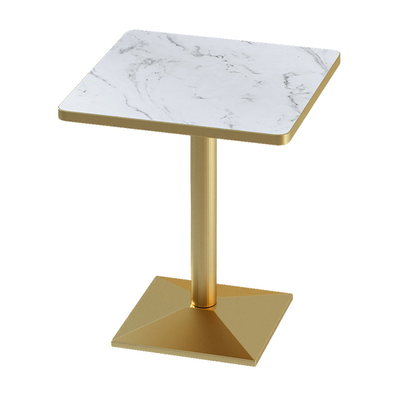 Industrial Wooden White Table for Restaurant Dining Table with Metal Base in Gold