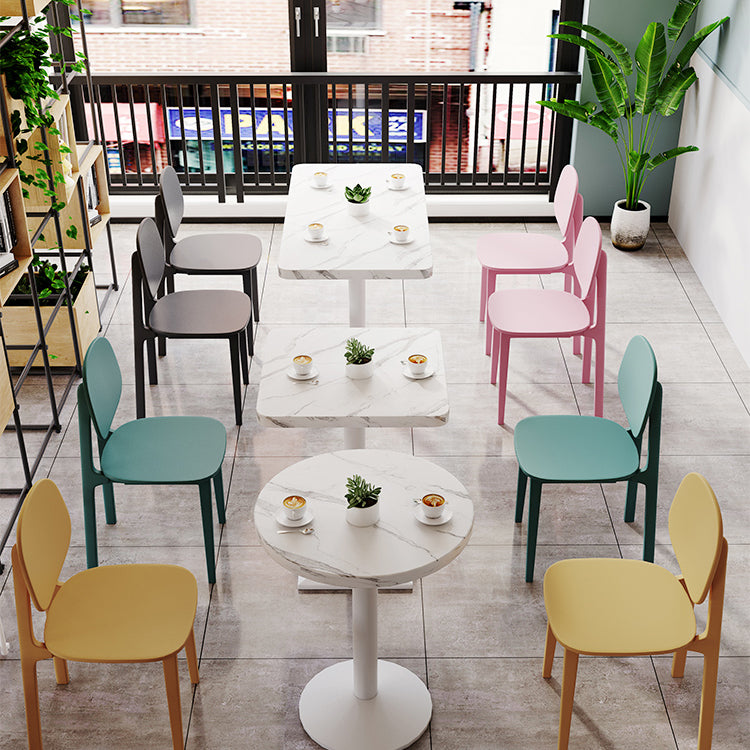 Industrial Wooden White Table for Restaurant Dining Table with Metal Base