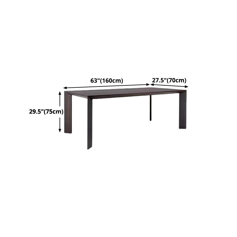 Rectangle 4 Legs Industrial Table Black Color Fixed Table of Pine Solid Wood