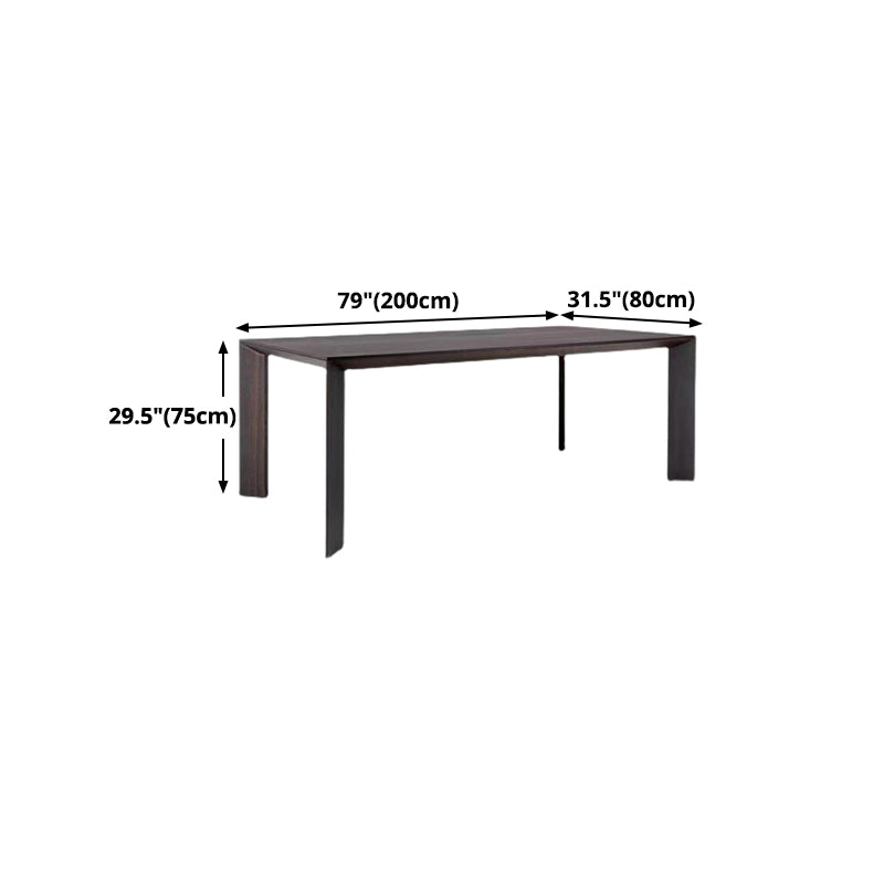 Rectangle 4 Legs Industrial Table Black Color Fixed Table of Pine Solid Wood