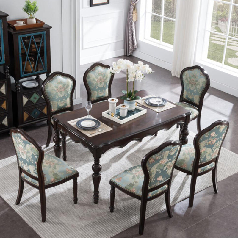 Medieval Modern Rubber Wood Table 51.5"L Rectangle Table with Wooden 4 Legs