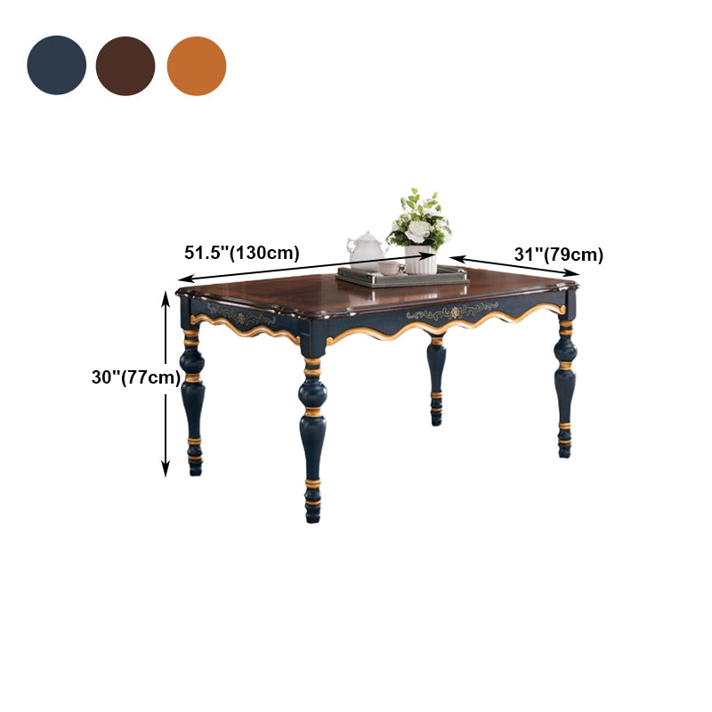 Medieval Modern Rubber Wood Table 51.5"L Rectangle Table with Wooden 4 Legs