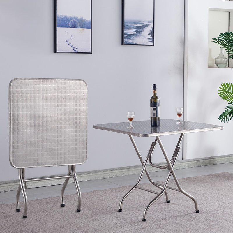 Industrial Style Dining Table Square Stainless Steel Folding Dining Table for Home Use