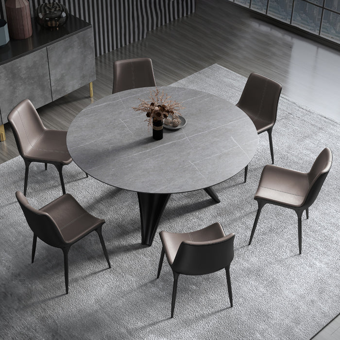 Round Stone Table Modern Style Dining Site Table With Tripod Base