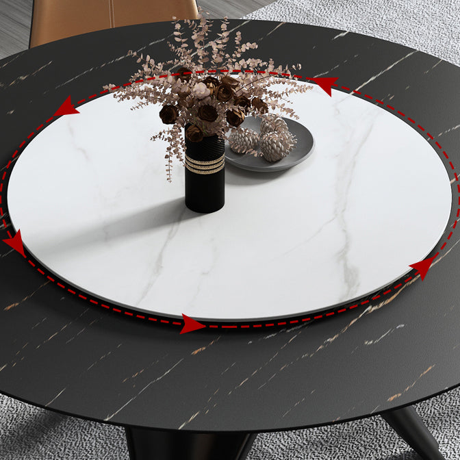 Round Stone Table Modern Style Dining Site Table With Tripod Base