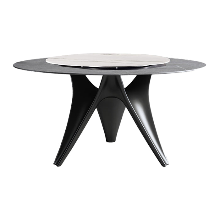 Round Stone Table Modern Style Dining Site Table With Tripod Base