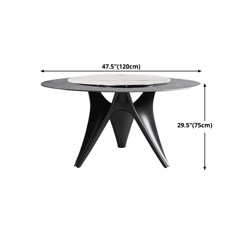 Round Stone Table Modern Style Dining Site Table With Tripod Base