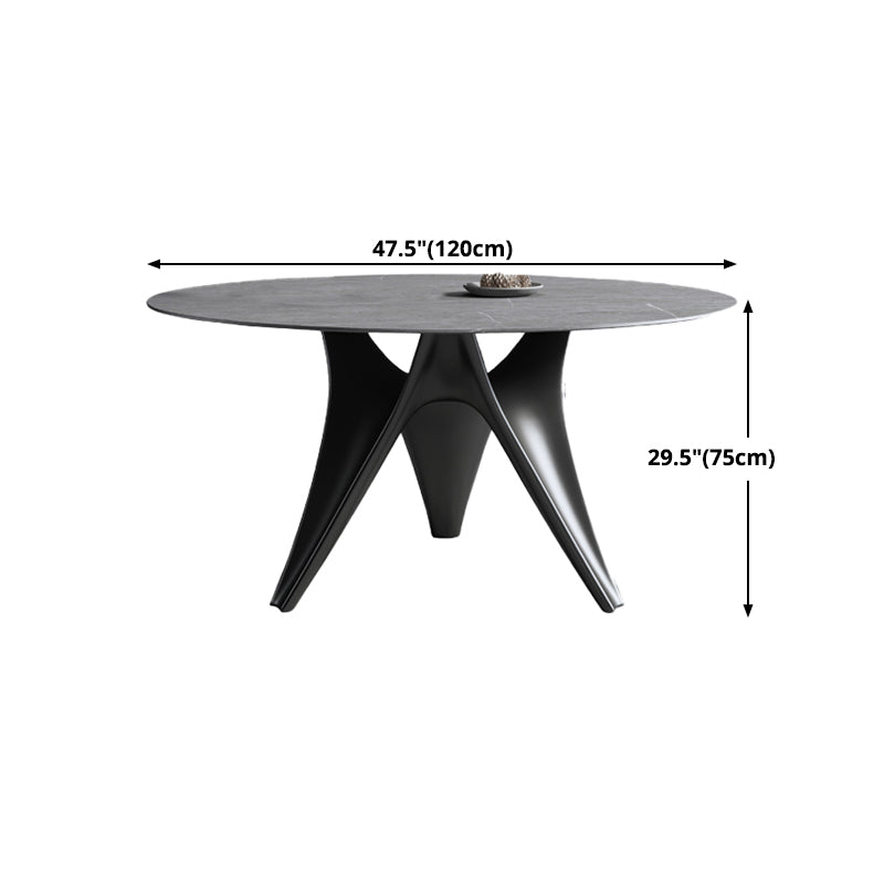 Round Stone Table Modern Style Dining Site Table With Tripod Base