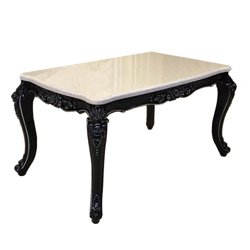 Rectangle White Dining Table Victorian Stone Table with 4 Legs