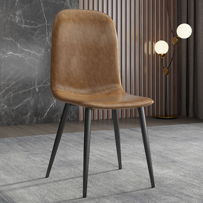 PU Leather Dining Chairs Industrial Design Armless Solid Back Dining Chairs