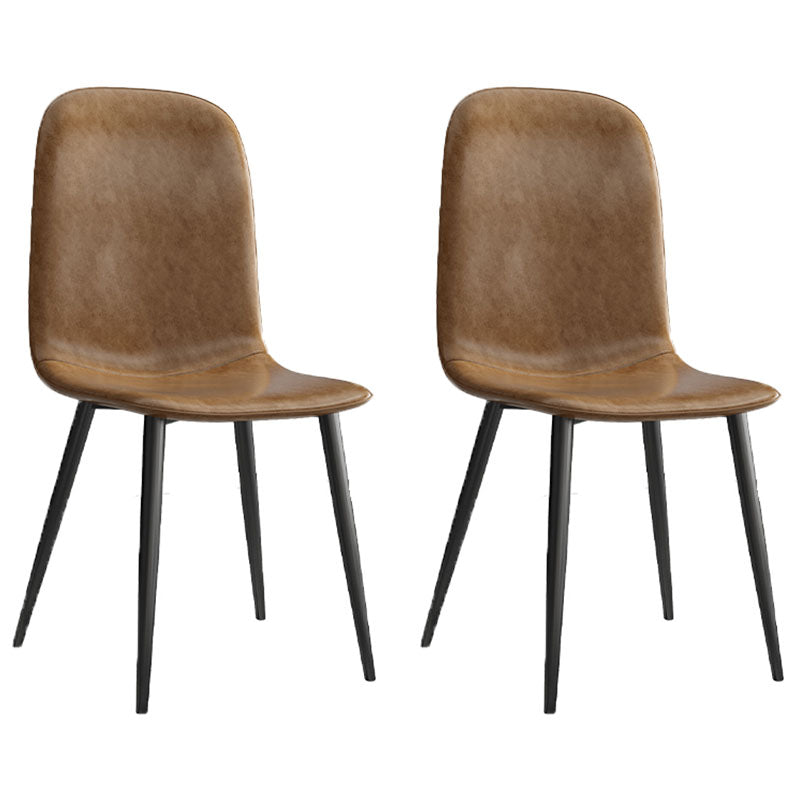 PU Leather Dining Chairs Industrial Design Armless Solid Back Dining Chairs