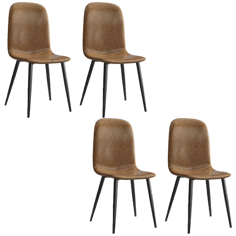 PU Leather Dining Chairs Industrial Design Armless Solid Back Dining Chairs