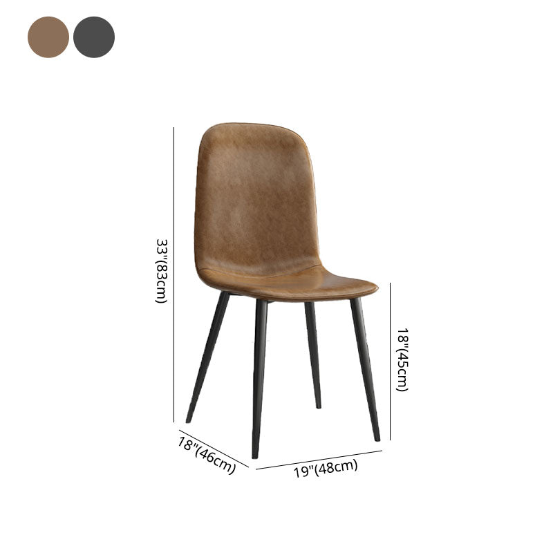 PU Leather Dining Chairs Industrial Design Armless Solid Back Dining Chairs