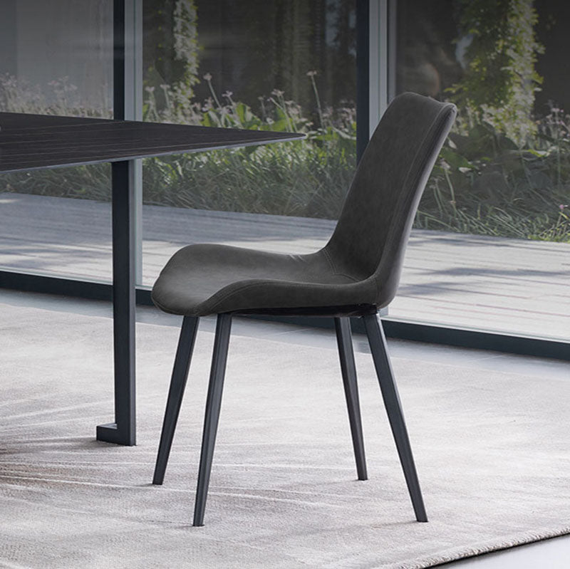 Leather Dining Side Chair Industrial Design Solid Back Dining Side Chairs