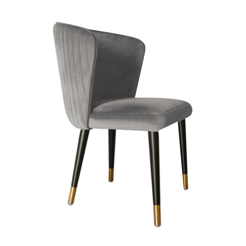 Nordic Glam Style Dining Chairs Armless Side Chairs with Wooden Legs