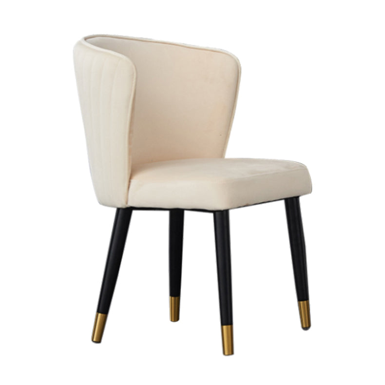 Nordic Glam Style Dining Chairs Armless Side Chairs with Wooden Legs