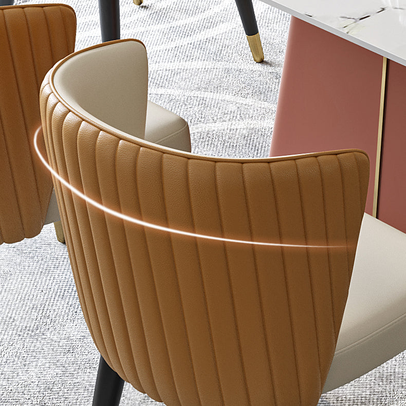 Nordic Glam Style Dining Chairs Armless Side Chairs with Wooden Legs