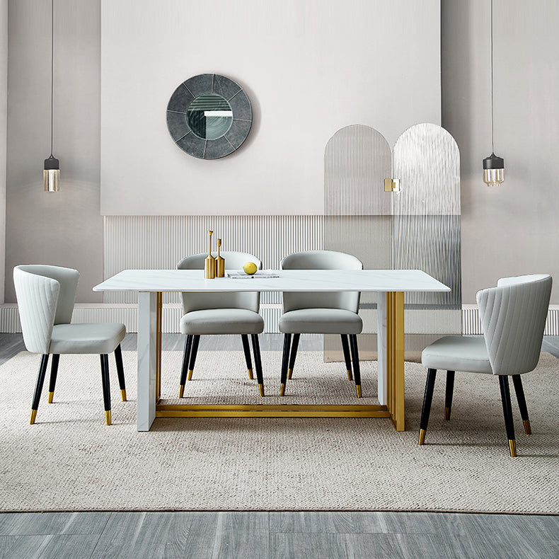 Nordic Glam Style Dining Chairs Armless Side Chairs with Wooden Legs