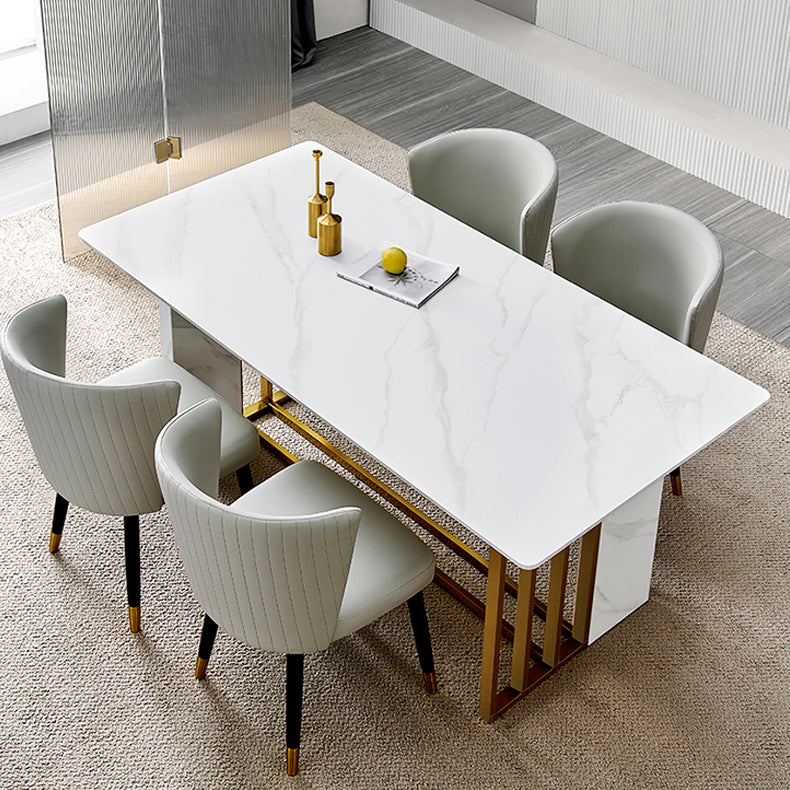 Nordic Glam Style Dining Chairs Armless Side Chairs with Wooden Legs