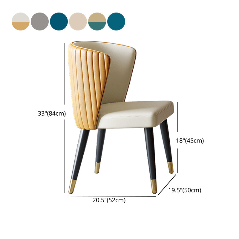 Nordic Glam Style Dining Chairs Armless Side Chairs with Wooden Legs