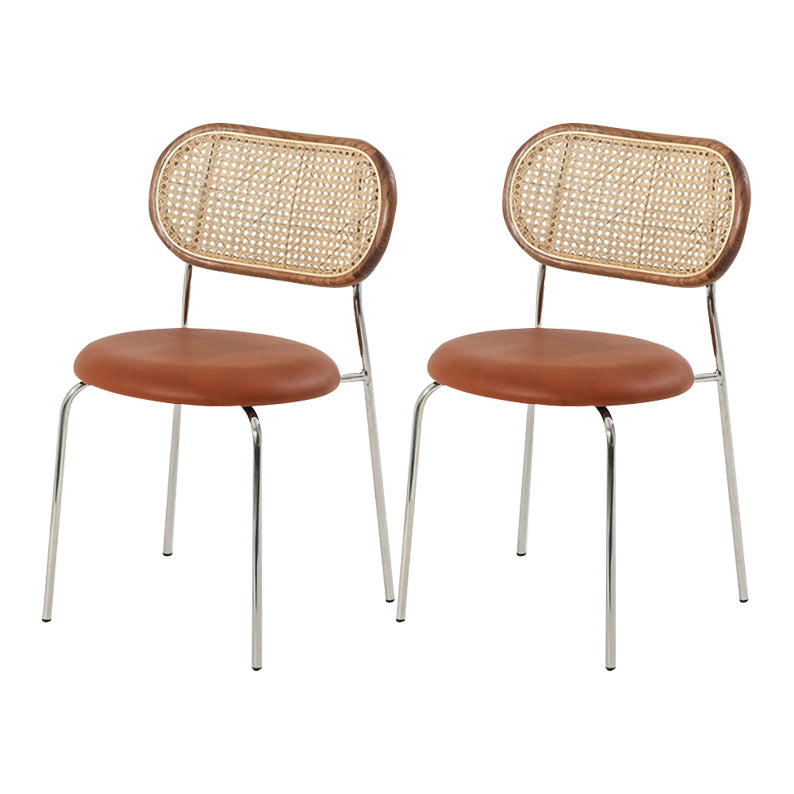 Open Back Side Chair Industrial Armless PU Leather Dining Chairs