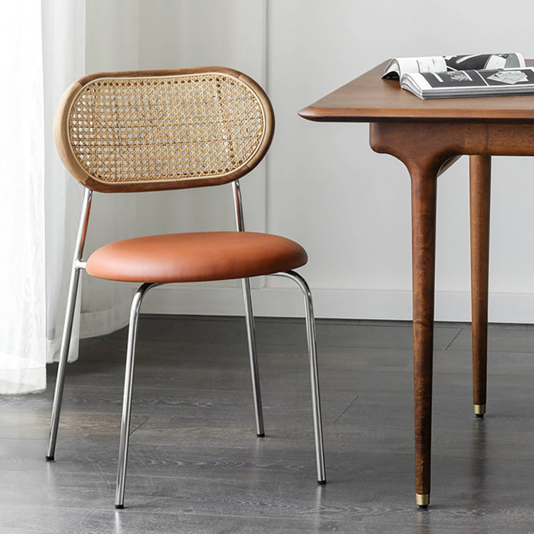 Open Back Side Chair Industrial Armless PU Leather Dining Chairs