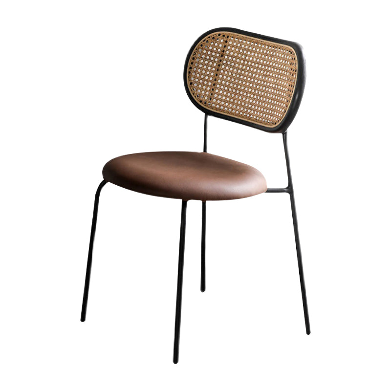 Open Back Side Chair Industrial Armless PU Leather Dining Chairs