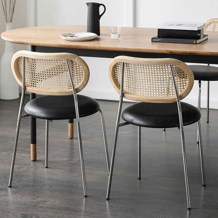 Open Back Side Chair Industrial Armless PU Leather Dining Chairs